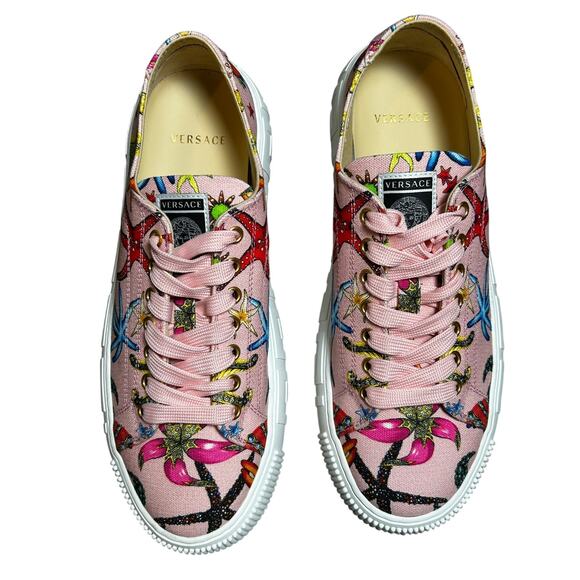 VERSACE Pink Tresor de la mer Print Low Top Women's Sneakers - Picture 10 of 10